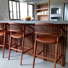 Banqueta Madeira Maciça Com Braço Cyndi 53cm  | Courino Caram